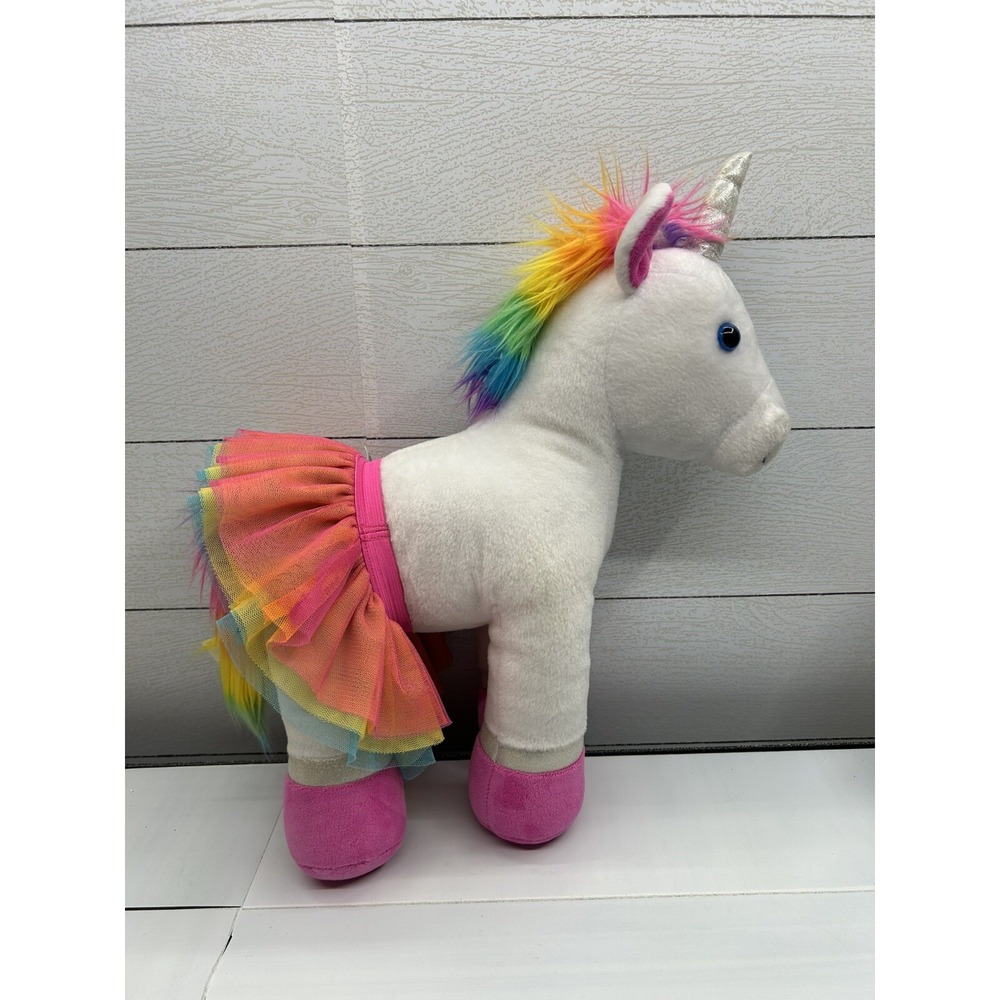 White Unicorn with Pink Feet and Rainbow Tail/Mane Build a Bear‎ Rainbow Skirt